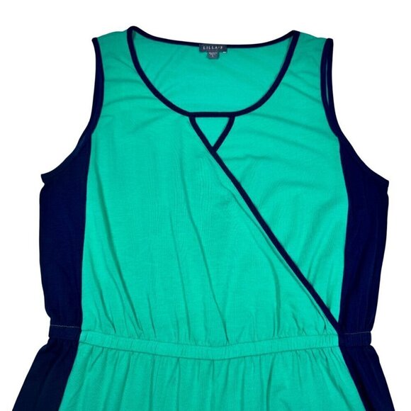 Lilla.P Maxi Dress Sz.L Green Blue Jersey Sleeveless Colorblock Summer Preppy - Picture 9 of 10